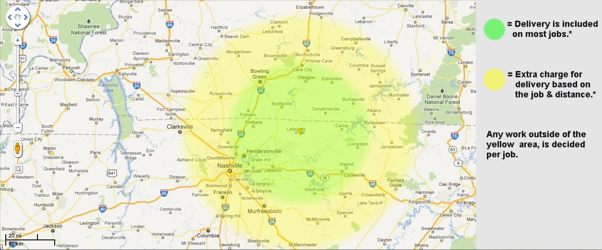 Delivery Range Map