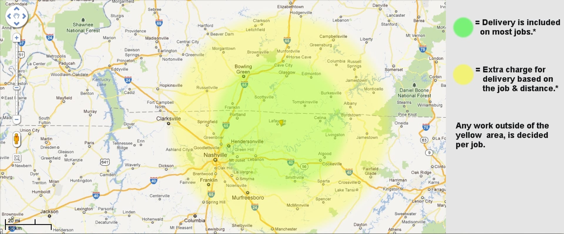 Delivery Range Map